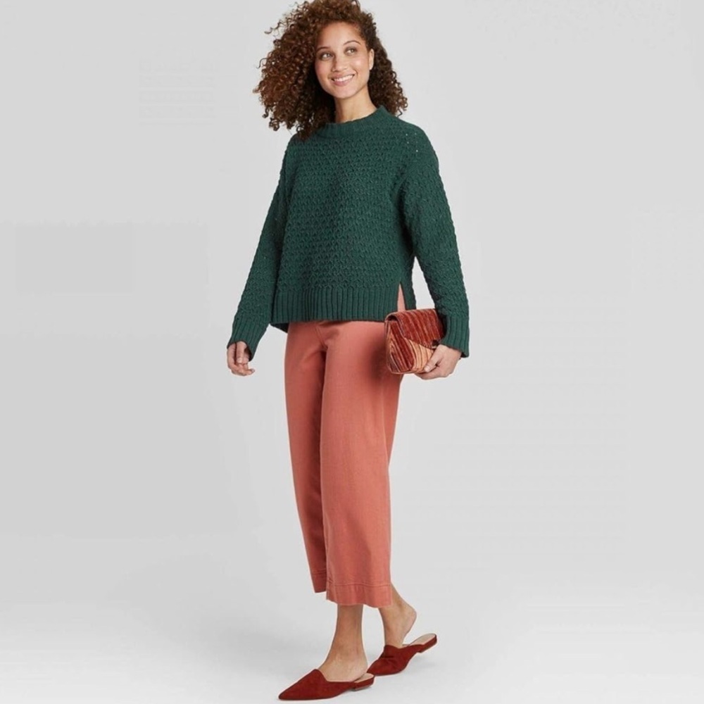 A New Day Green Cable Knit Long Sleeved Sweater Green Small - Picture 3 of 7